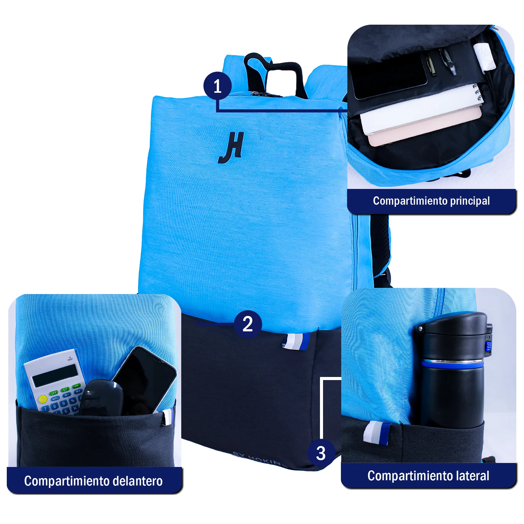 Mochila Full Neon Azul - Negro - Imagen 4