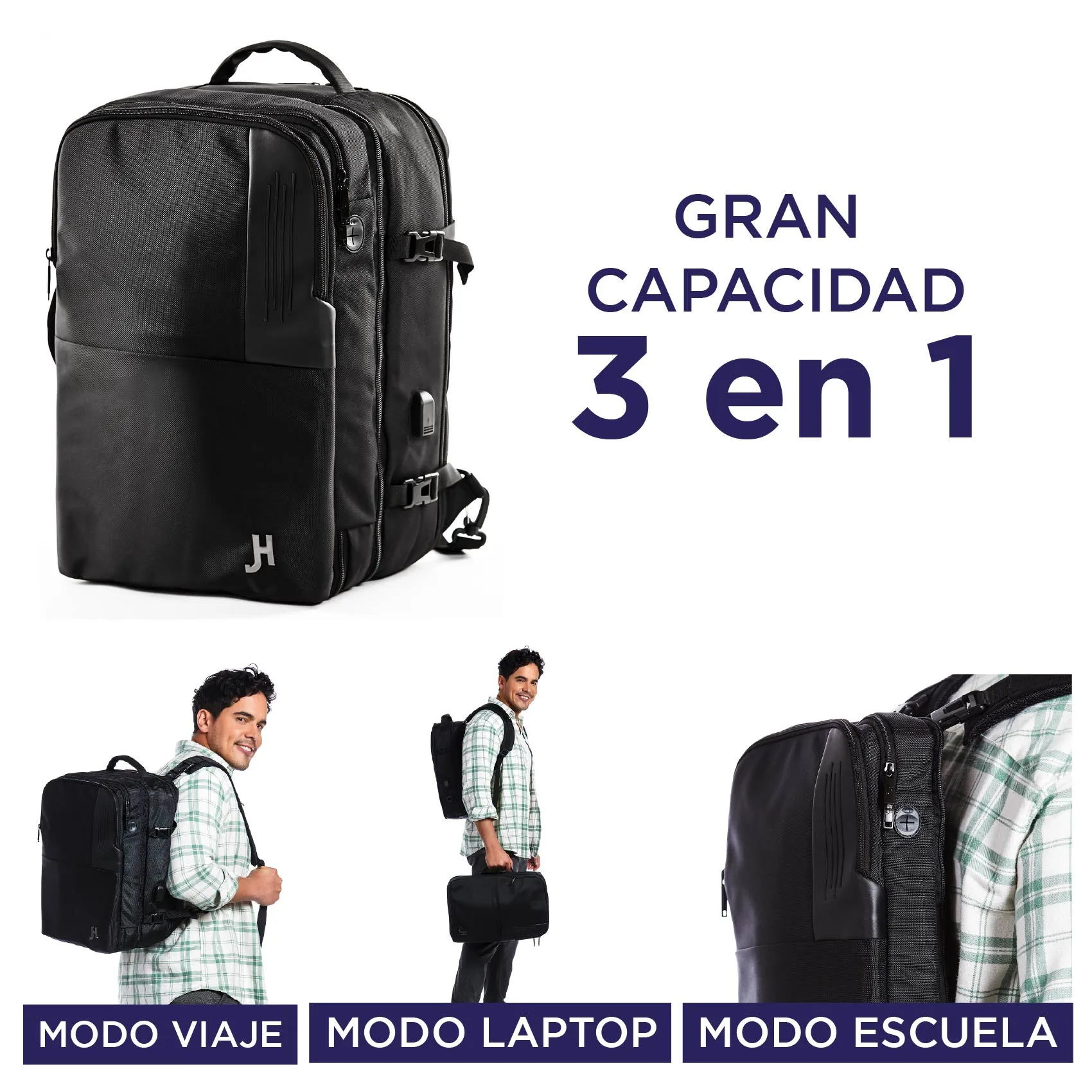 Mochila Desmontable Multifuncional 3 en 1 para Laptop y Viaje - Adapt - Imagen 6